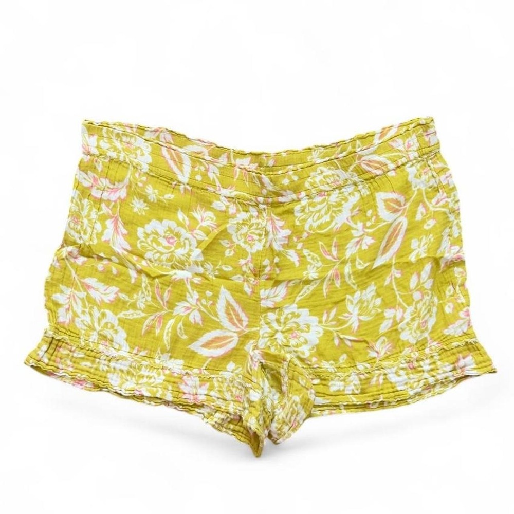Anthropologie Floral Pull On Shorts 100% Cotton Beach Vacation Resort